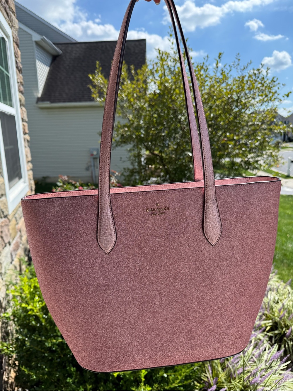 Kate Spade New York Glimmer Tote Mitten Pink Glitter Shoulder Bag